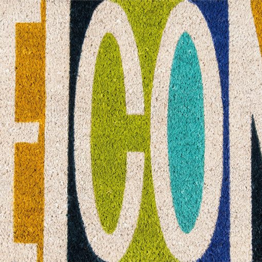 Aloha Welcome Multi Colored Pattern Graphic Door Mat - Ivory - 1'6"x2'6"